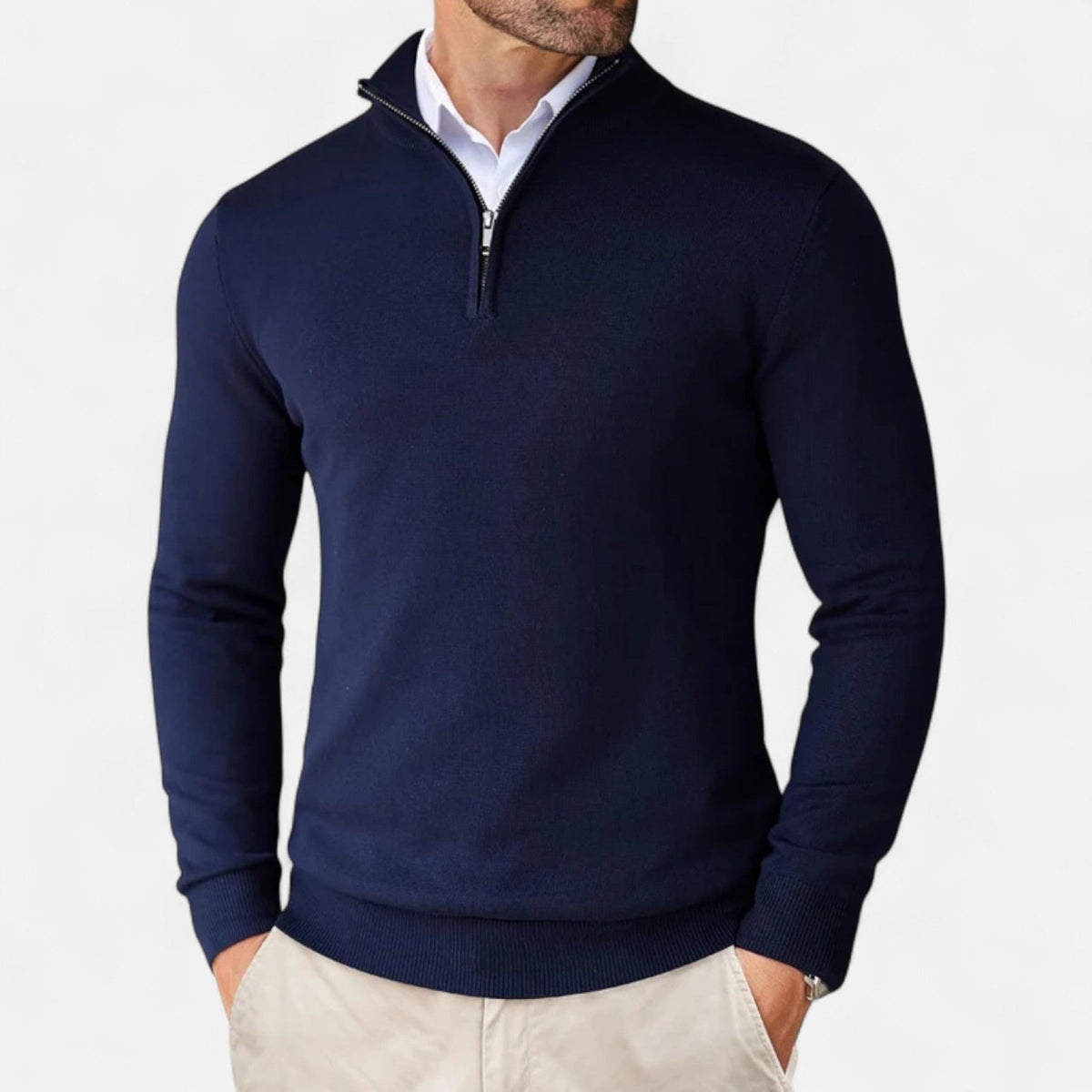Men’s Lightweight Tailored Zip-Up Knit Sweater