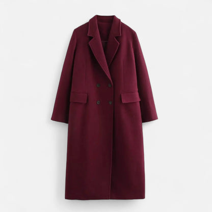 Women’s Classic Double-Breasted Trench Coat with Lapel Collar