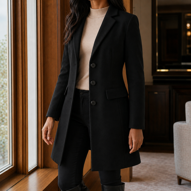 Women’s Wool Blend Fitted Flared Coat