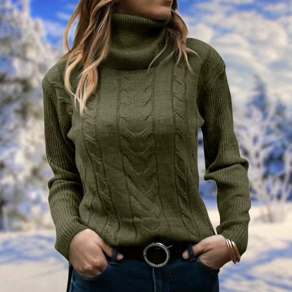 Women’s Slim Fit High-Neck Knit Pullover Sweater for Layering
