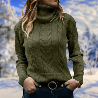 Women’s Slim Fit High-Neck Knit Pullover Sweater for Layering