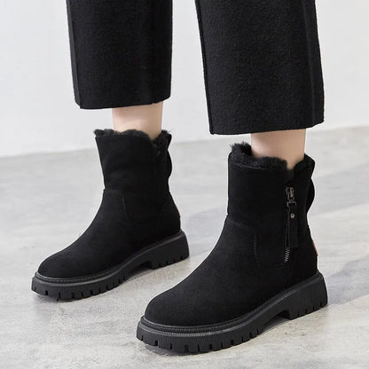 Women’s Faux-Fur Lined Winter Slip-On Boots with Supportive Sole