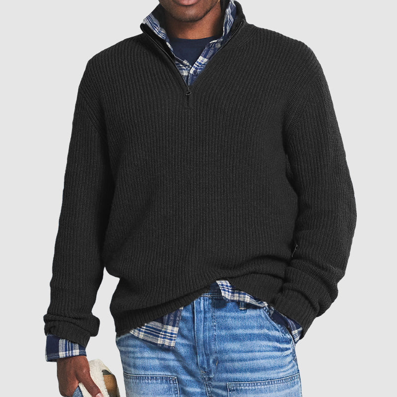 Men’s Ribbed Quarter-Zip Relaxed Knit Sweater