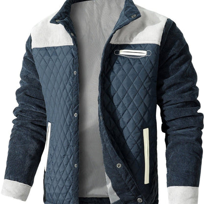 Men’s Lightweight Dual-Tone Diamond Quilted Travel Jacket