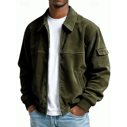 Men’s Ribbed-Knit Classic Collar Zip Jacket
