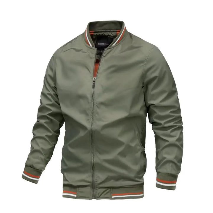 Men’s Lightweight Striped Trim Bomber Jacket
