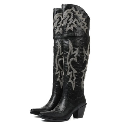Women’s Classic Over-the-Knee Cowboy Boots with Versatile Style
