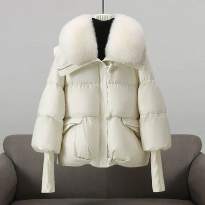 Women’s Padded Winter Jacket with Wide Faux Fur Collar