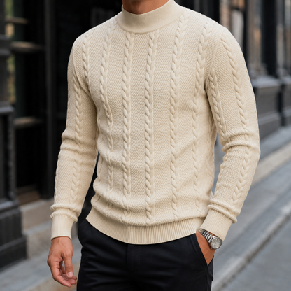 Men’s Slim Cable-Knit Turtleneck Sweater