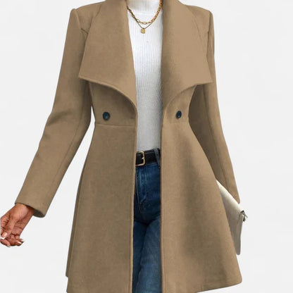 Women’s Tailored Wool-Blend Coat with Classic Lapels