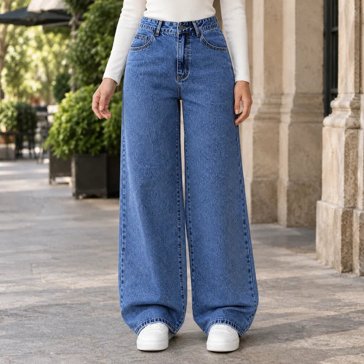 Women’s Mid-Rise Relaxed Wide-Leg Denim Jeans