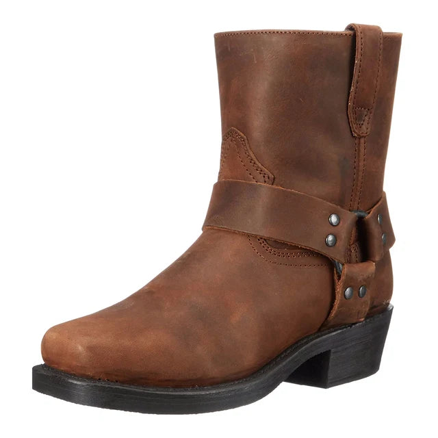 Men’s Rugged Harness Boots with Classic Buckle Strap