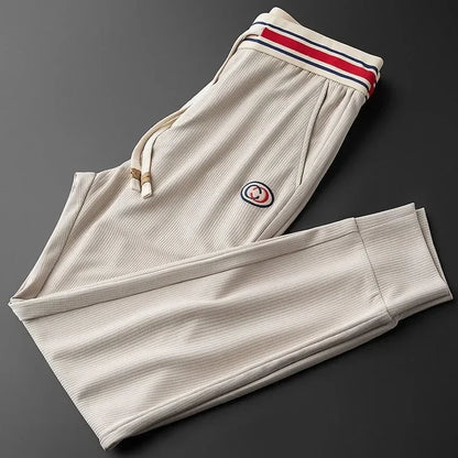 Men’s Ribbed Stretch Joggers with Striped Waistband