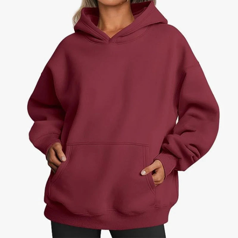 Women’s Oversized Cotton Blend Drop-Shoulder Pullover Hoodie