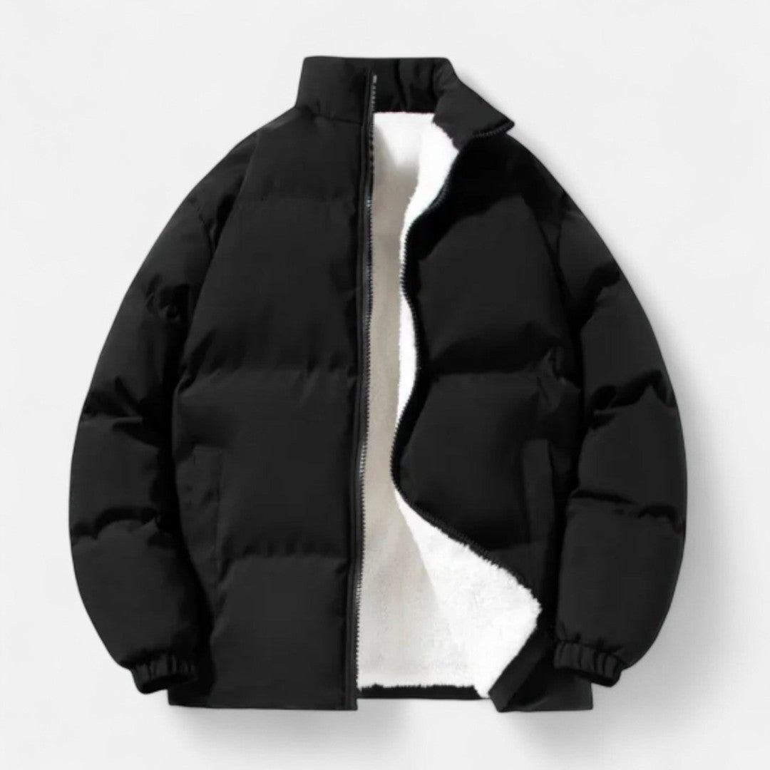 Men’s Wool-Look Lined Stand-Collar Button Jacket