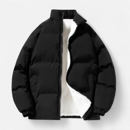 Men’s Wool-Look Lined Stand-Collar Button Jacket