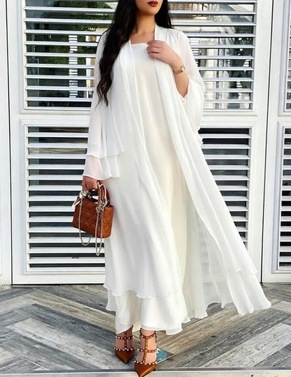 Women’s Long Sheer Chiffon Ruffle Kimono Cardigan