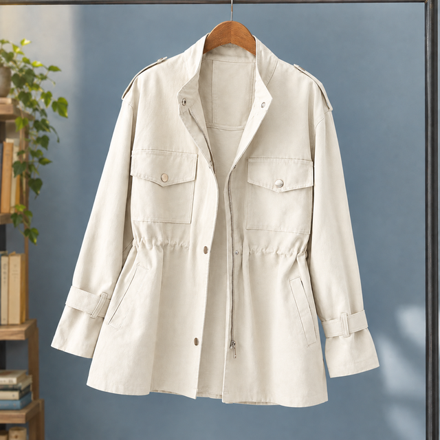 Adjustable Waist Four-Pocket Utility Jacket