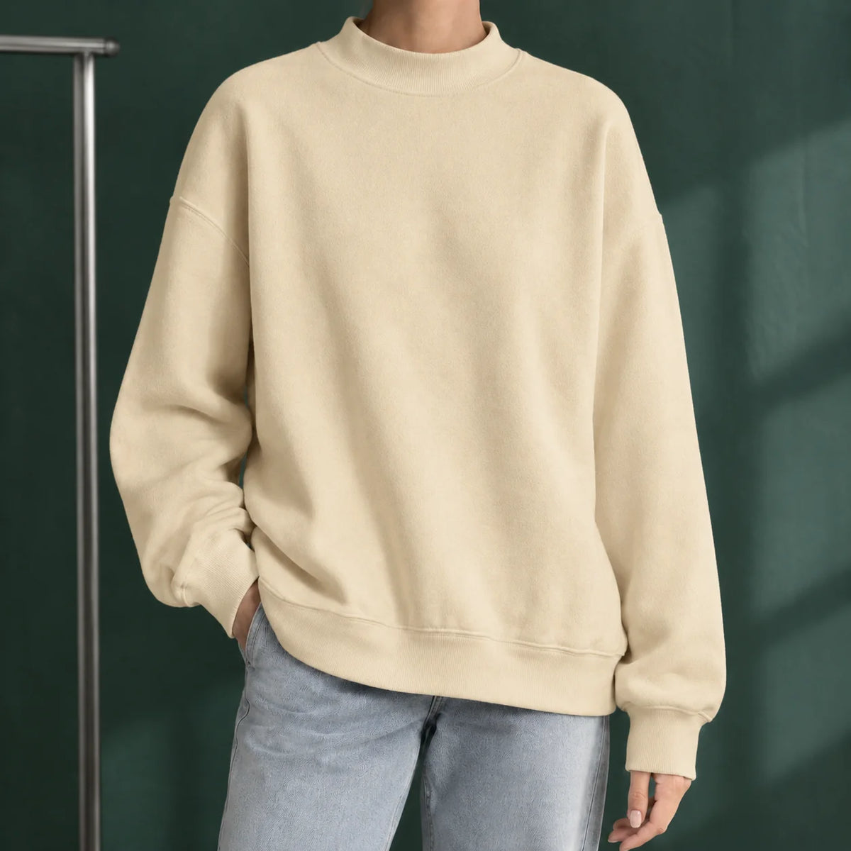 Women’s Relaxed Mock Neck Ribbed Knit Sweater