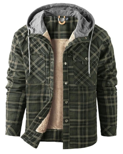 Men’s Printed Fleece-Lined Hooded Shirt Jacket