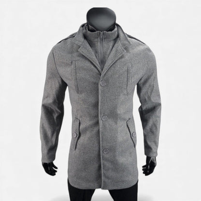 Men’s Textured Wool-Look Mid-Length Zip Coat