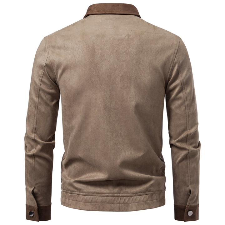 Men's Contrast-Collar Suede-Style Casual Jacket