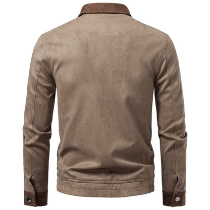 Men's Contrast-Collar Suede-Style Casual Jacket