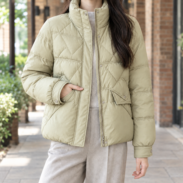 Women’s Padded Quilted Stand Collar Jacket