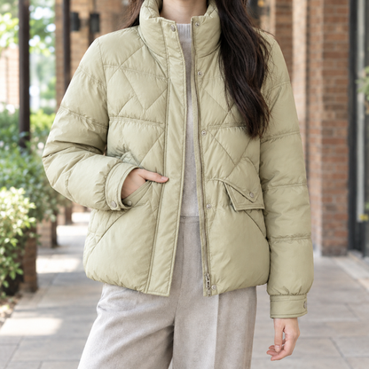 Women’s Padded Quilted Stand Collar Jacket