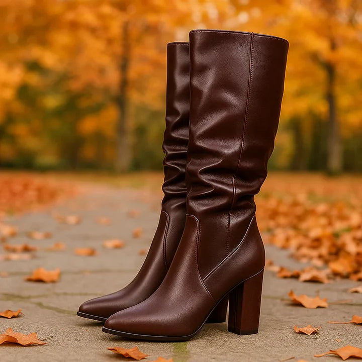 Women’s Slouch Knee-High Boots with Chunky Block Heel