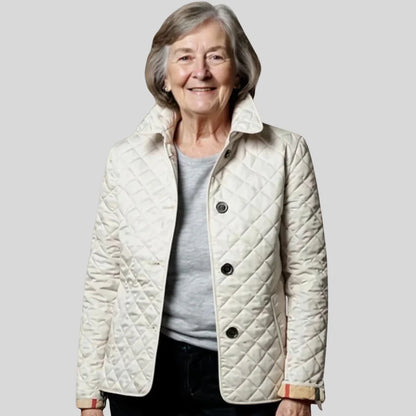 Women's Lightweight Quilted Jacket with Classic Lapel Collar