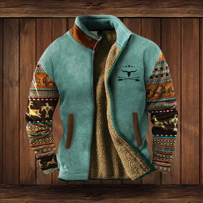 Men’s Southwestern Sherpa-Lined Zip Cardigan Jacket