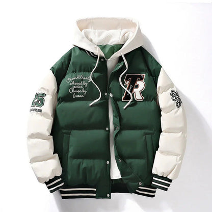 Men’s Hooded Quilted Collegiate Puffer Jacket