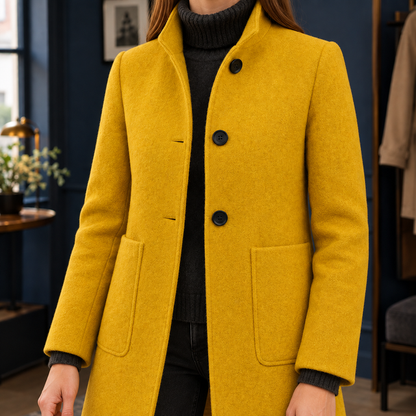 Women’s Knee-Length Stand Collar Button Coat