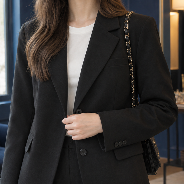 Women’s Relaxed Single-Breasted Notched Lapel Blazer