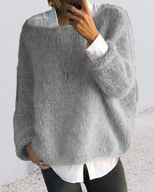 Women’s Soft Fluffy Off-Shoulder Ribbed Knit Sweater