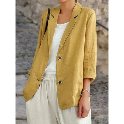 Women’s Tailored Linen Blazer with Lightweight Button Front