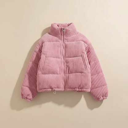 Women’s Cropped Corduroy Quilted Jacket with Boxy Fit