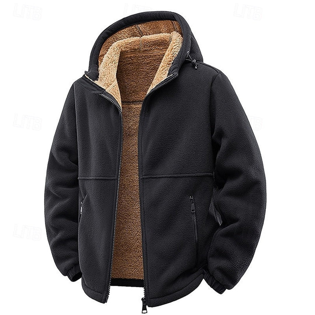 Men’s Plush-Lined Hooded Utility Zip Jacket