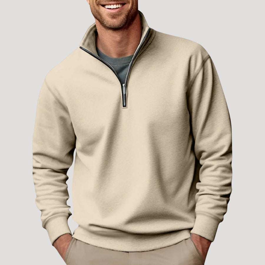 Men’s Lightweight Cotton-Blend Half-Zip Sweatshirt
