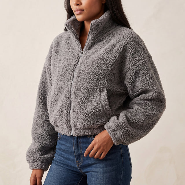 Women’s Plush Teddy Fleece Half-Zip Jacket