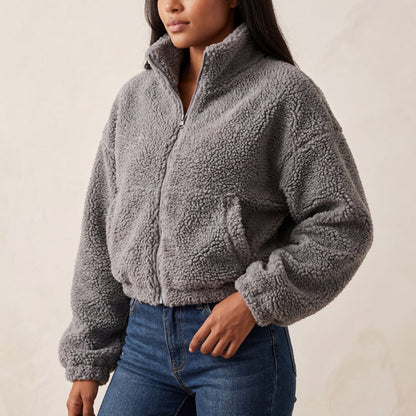 Women’s Plush Teddy Fleece Half-Zip Jacket