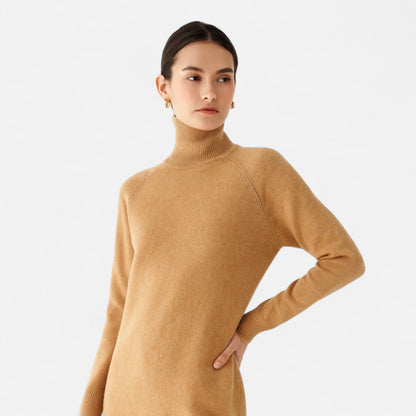 Women’s Merino Wool Cashmere Blend High-Neck Knit Sweater