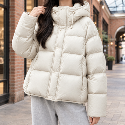 Women’s Relaxed Quilted Duck-Down Hooded Puffer Jacket