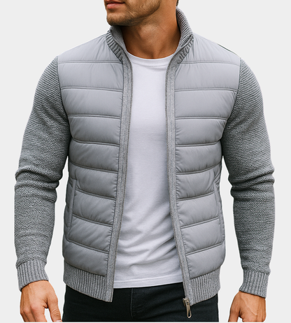 Men’s Hybrid Quilted Puffer Jacket with Knit Sleeves