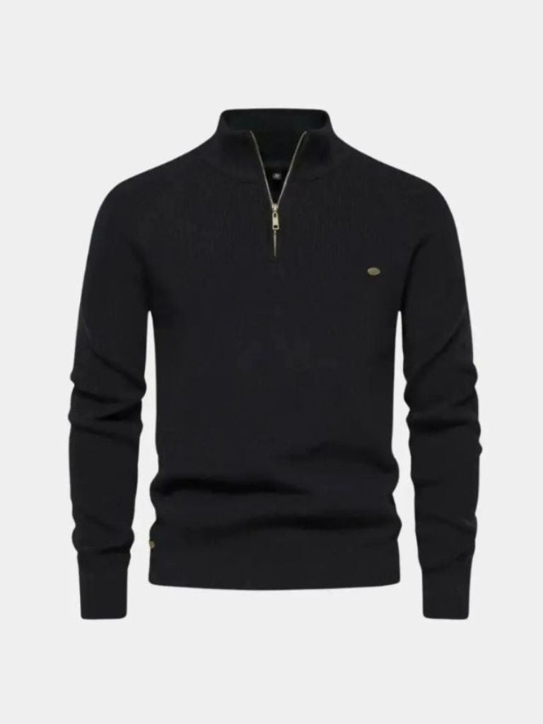 Men’s Embroidered Cotton Quarter-Zip Pullover
