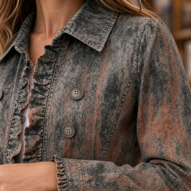 Women’s Vintage Ruffled Open-Front Jacket