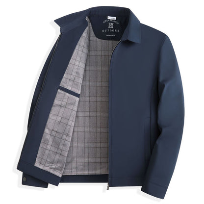 Men's Plaid-Lined Lapel Zip Business Jacket