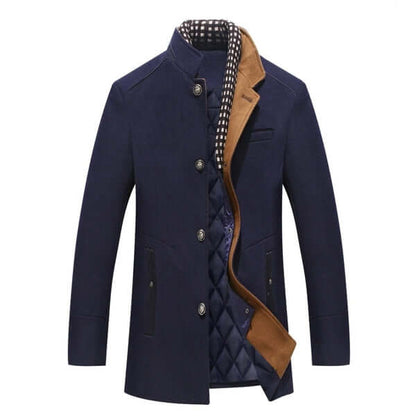 Men’s Structured High-Collar Double-Breasted Winter Coat