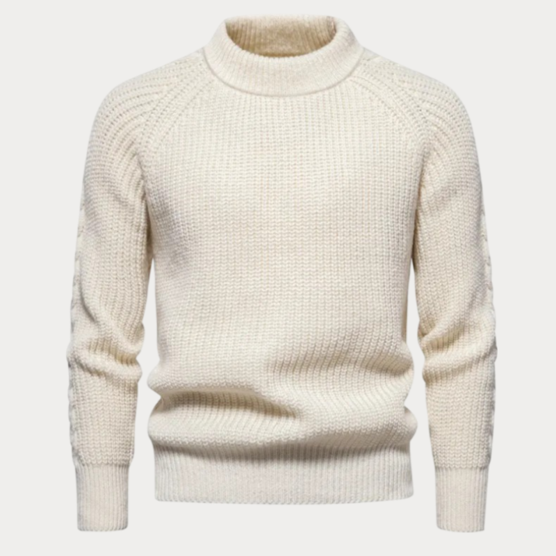 Men’s Textured Ribbed Mock-Neck Pullover Sweater